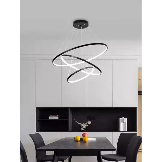 COLGANTE LED 3 AROS ILLUM NEGRO