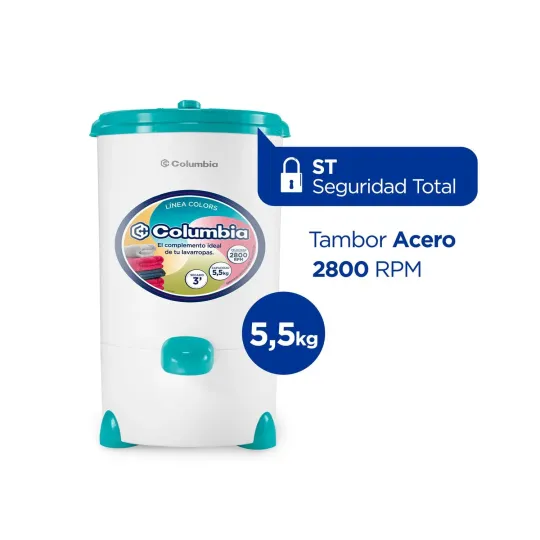 Secarropas Centrífugo LINEA COLORS 5,5 kg de capacidad. Turquesa Océano