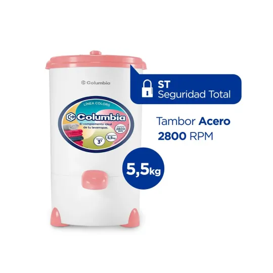 Secarropas Centrífugo LINEA COLORS 5,5 kg de capacidad. Rosa Chicle