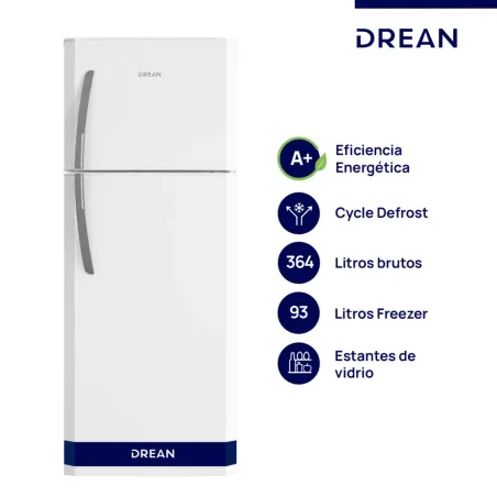 Heladera con freezer Cíclica 364 L Blanca Drean - HDR370F50B
