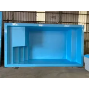 Pileta de fibra con Solarium humedo y banco