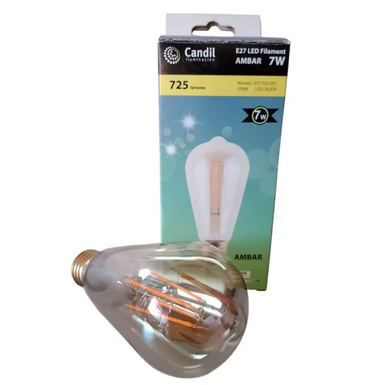 FOCO LED CANDIL VINTAGE PERA 7W AMBAR