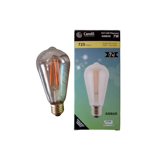 FOCO LED CANDIL VINTAGE PERA 7W AMBAR